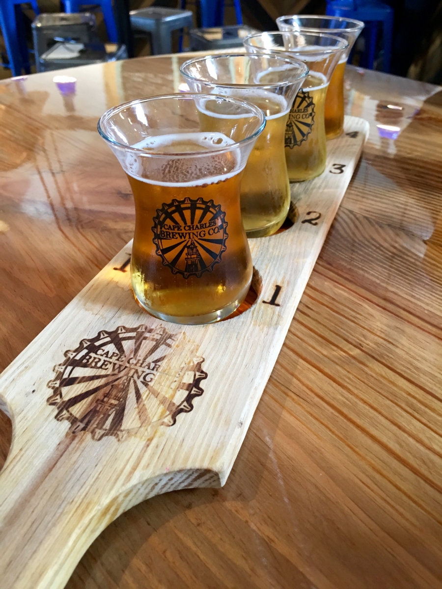 flight of beer at Cape Charles Brewing Company